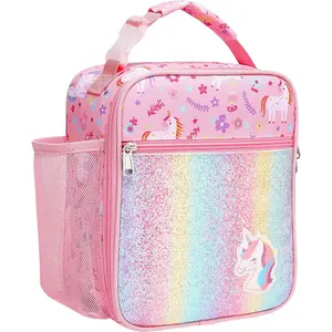 F-LBK45  Kids Lunch Box Girls - Insulated Kids Lunch Bag for Girls Portable Reusable Toddler Lunch Cooler Bag for School,Water-resistant Lining