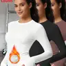 3-Pack Women's Thermal Underwear Tops, Solid Color Classic Crew Neck Long-Sleeve Base Layers for Autumn & Winter - Ideal as Running, Hiking Activewear, Comfortable Base Layer Tees Suitable for Outdoor Activities