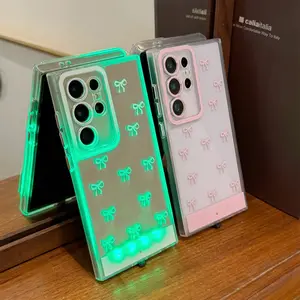 Light up Phone Case for Samsung Galaxy S26 s25 s24 Ultra Plus, Vibrant LED Bowknot Phone Case, Built-in LED Colorful Glowing Cell Phone Cover