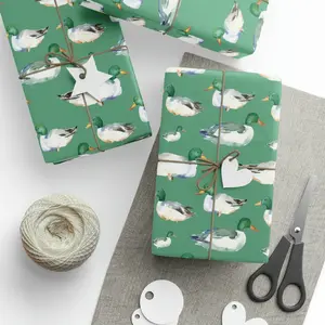 Mallard Duck Baby Shower Gift Wrap, Duck Wrapping Paper Roll, Cute Duck Wrapping Paper, Painted Duck Baby Shower Wrapping Paper