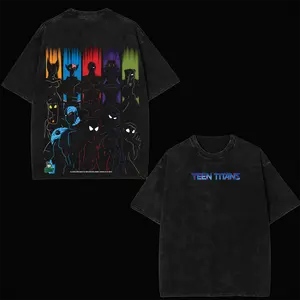 Customization according to image [COLLECTION] Teen Titans Dark Mode – Shadow Edition Acid Washed Graphic Shirt Vibe Urban Energy Hero Printed Design Oversized unisex T-shirt with vibrant Teen Titans print