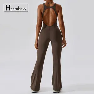 🔥 Sexy Back V Jumpsuit Gym Set – Flared Leg Edition