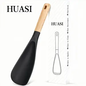 HUASI cooking spoons and rice scoops are suitable for various cookware and are perfect for cooking and serving. The durable, BPA-free matte silicone body and wooden handle make them ideal for stirring, scooping, and scraping ingredients.