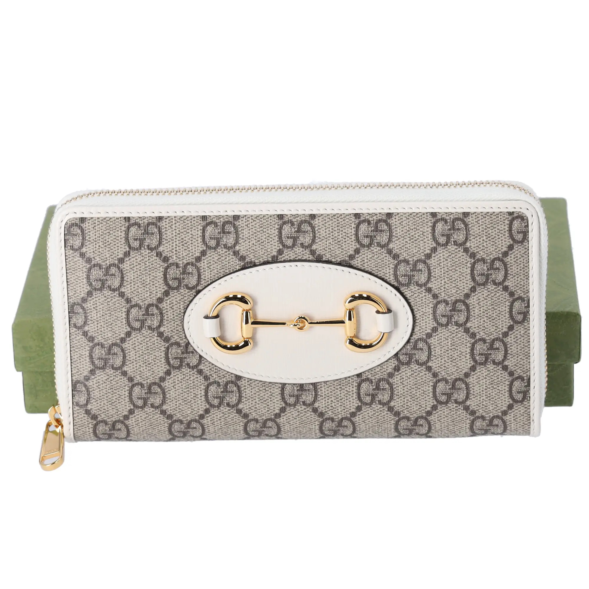 Pre-owned GUCCI Canvas Small Leather Goods Wallet Multicolor GG 621889 Horsebit 1955 Long Wallet Beige