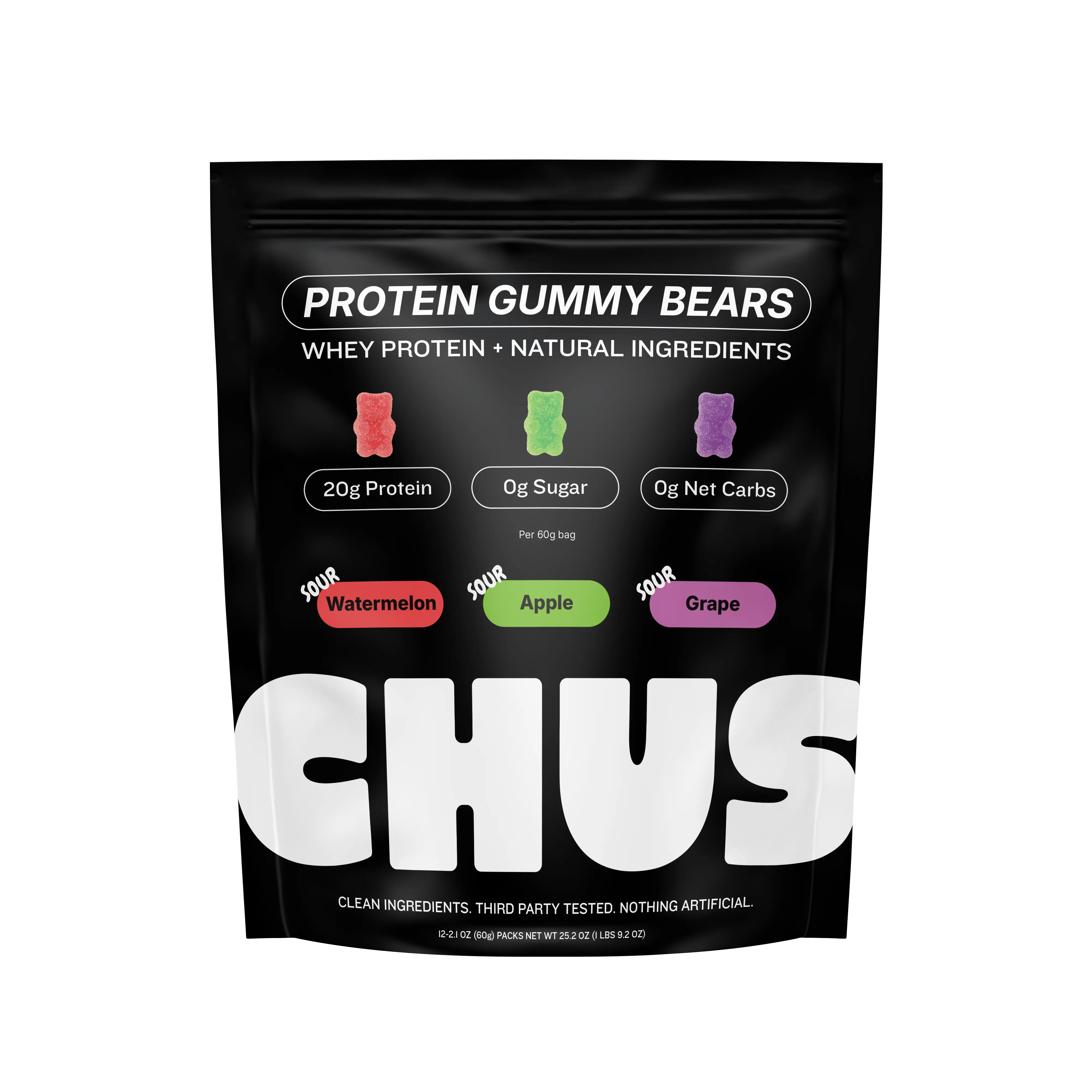 Chus Protein Gummy Bears: 20g of Whey Protein Isolate per Serving Sour Variety Pack