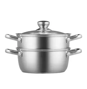 Steamer Pot 8.66in 22cm Cooking Pot with 3QT Stock Pot and Vegetable Steamer for Versatile Cooking - Cookware