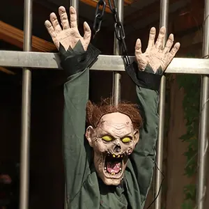 1pc Skeleton Male Haunted House Halloween Pendant Outdoor Party Decorations, Haunted House Atmosphere Ornament, Horror Scream Glowing Skull Wizard Festival Gift