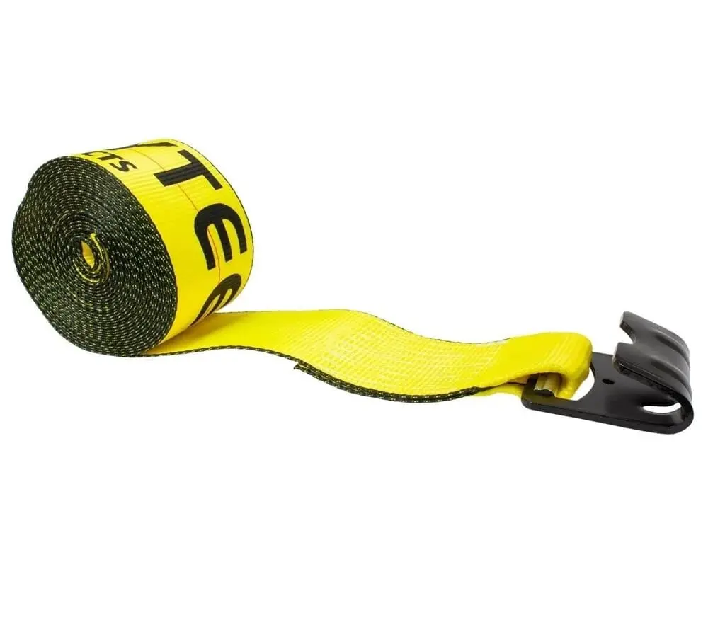 4 in. x 30 ft. Winch Strap with Flat Hook, Flatbed tie down straps WLL 5400 lbs