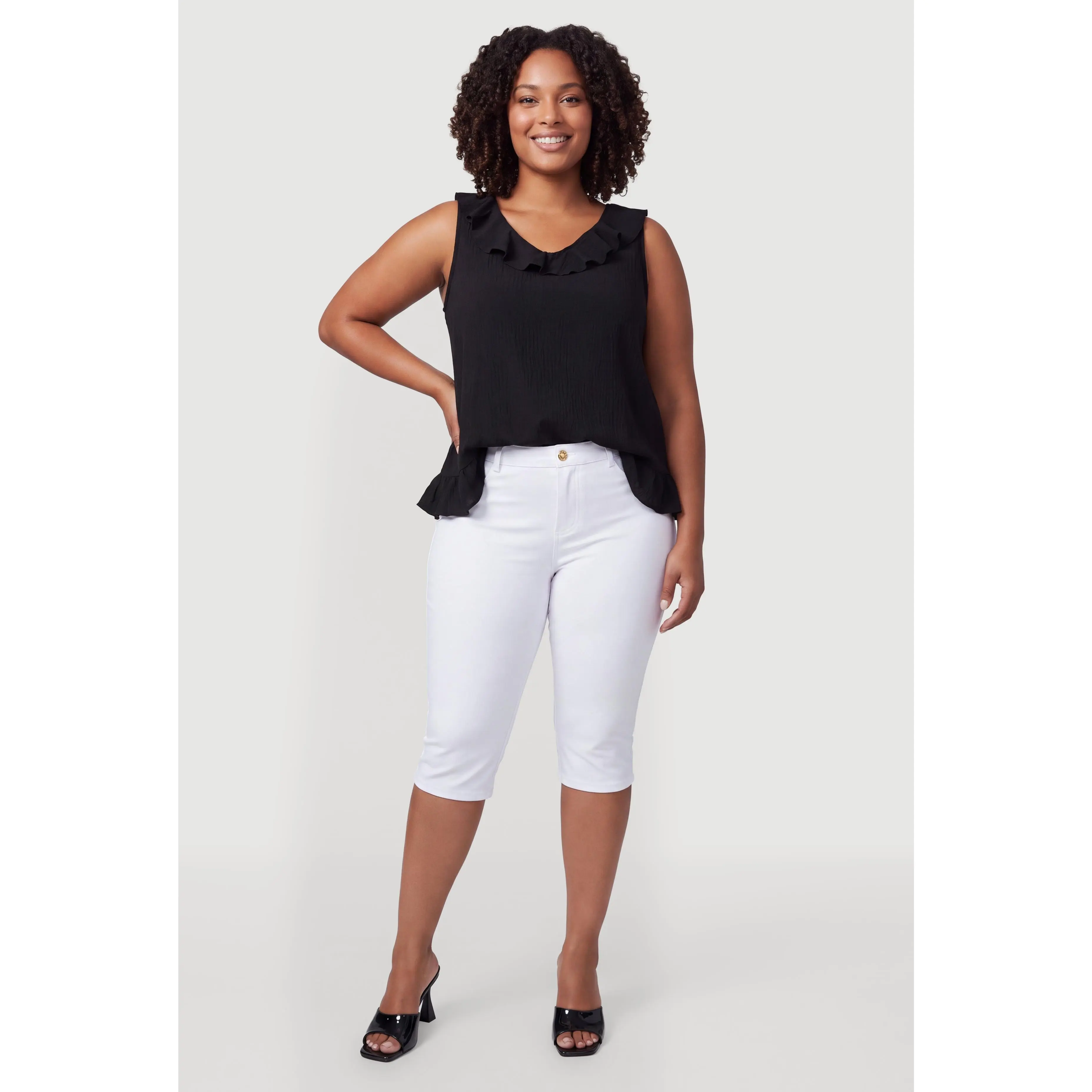 Plus Size Ruffle Trim Sleeveless Top