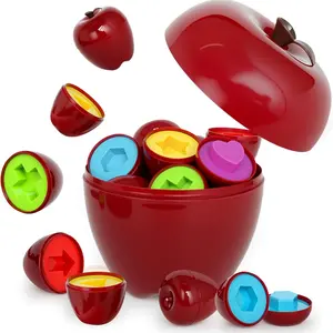 Montessori Geometric Apple Shape or Number Sorter Toys, Preschool Educational Learning, Color Sorting Matching Games, Fine Motor Toddler Activities, Fine Motor Skills