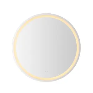 JONATHAN Y Dane Round Frameless Antifog Front/Back-Lit Tri-Color Wall Bathroom Vanity Mirror