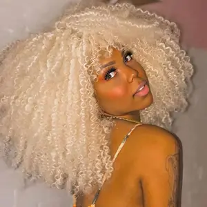 Platinum Blonde Synthetic Kinky Curly Wig, White Blonde Curly Wig, Suitable for Women