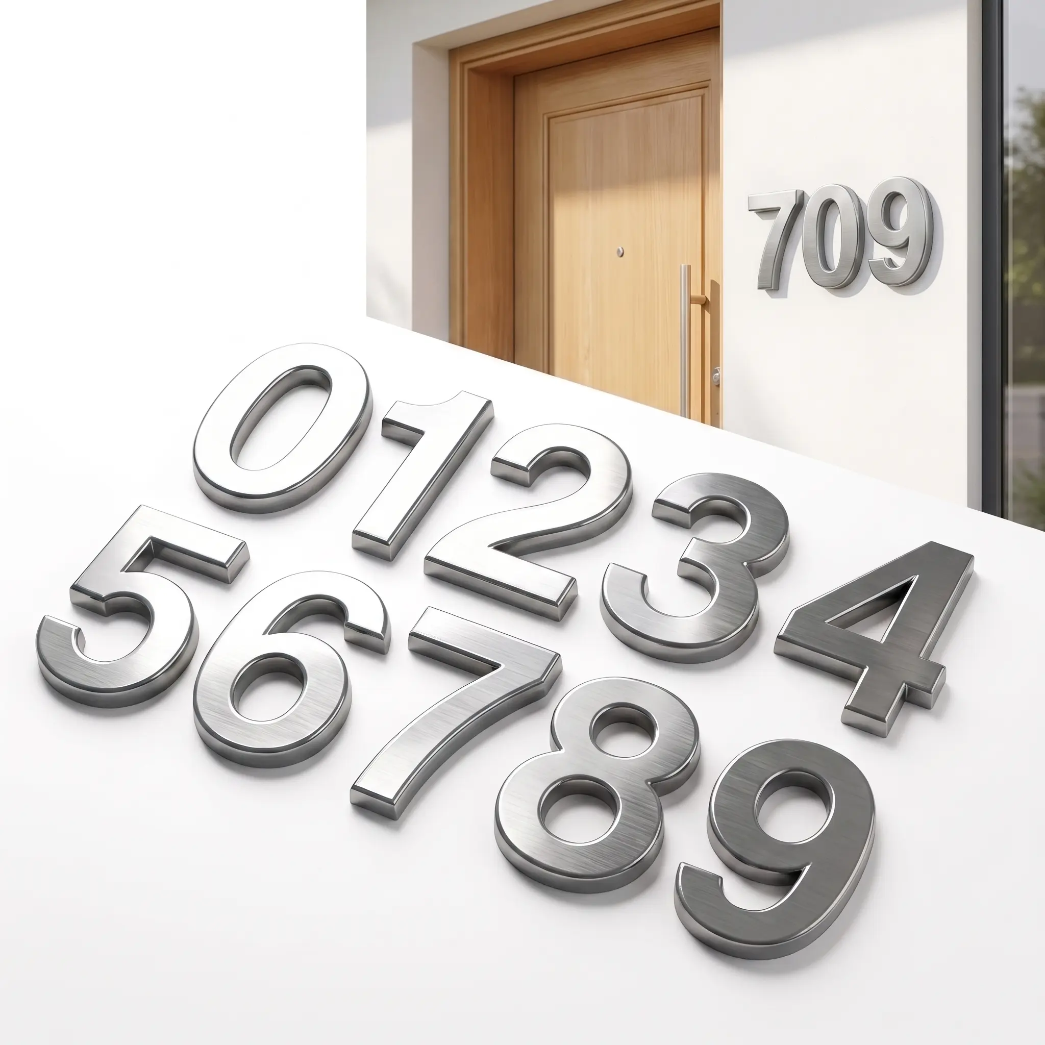 Stainless Steel House Numbers, Modern 3D Floating Address Sign, Weatherproof Rust-Resistant Digits for Door, Wall, Mailbox Home Decor