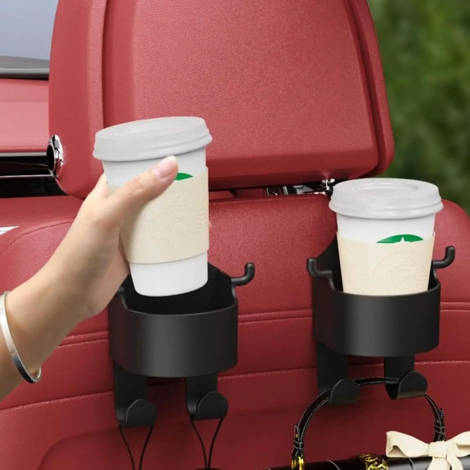 Car Seat Back Cup Holder with Hook Design, Multifunctional Car Seat Back Storage Holder for Water Cup, Universal Car Interior Accessories, Automotive,