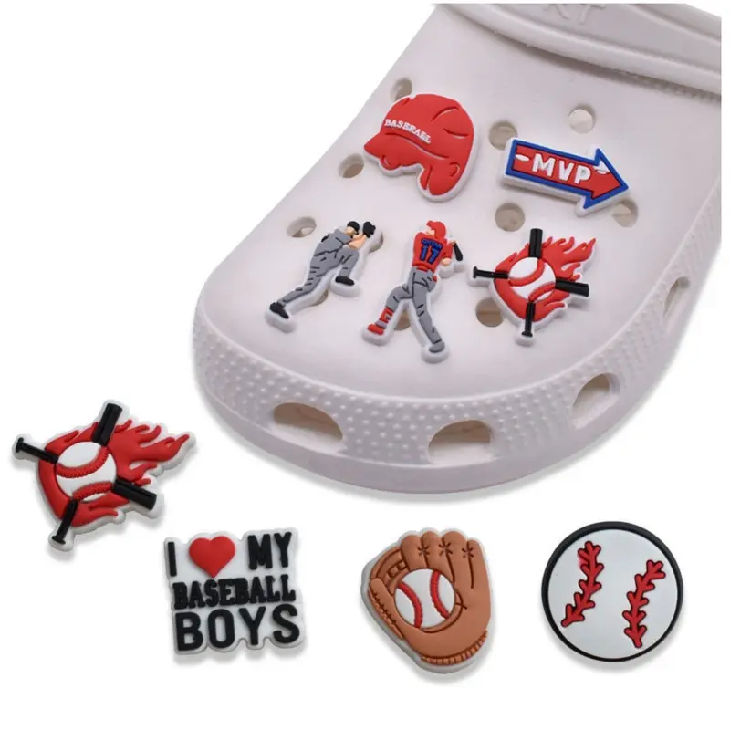 26-Piece Baseball Theme Shoe Decoration Set, Shoe Charms, Shoe Embellishment Set, Abs Material DIY Sports Accessories, Fits Sandals & Shoes, Perfect for Parties & Festivals, Footwear