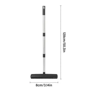 2 in 1 Pet Fur Removal Broom with Adjustable Long Handle, Silicone Carpet Rake for Pet Hair Dust Cleaning on Floors Walls Windows