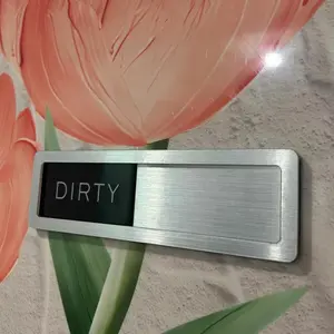Metallic Texture Slide Cover Status Indicator, Dual Language Design, Easy Installation, Ideal for Kitchen, Bathroom, Office