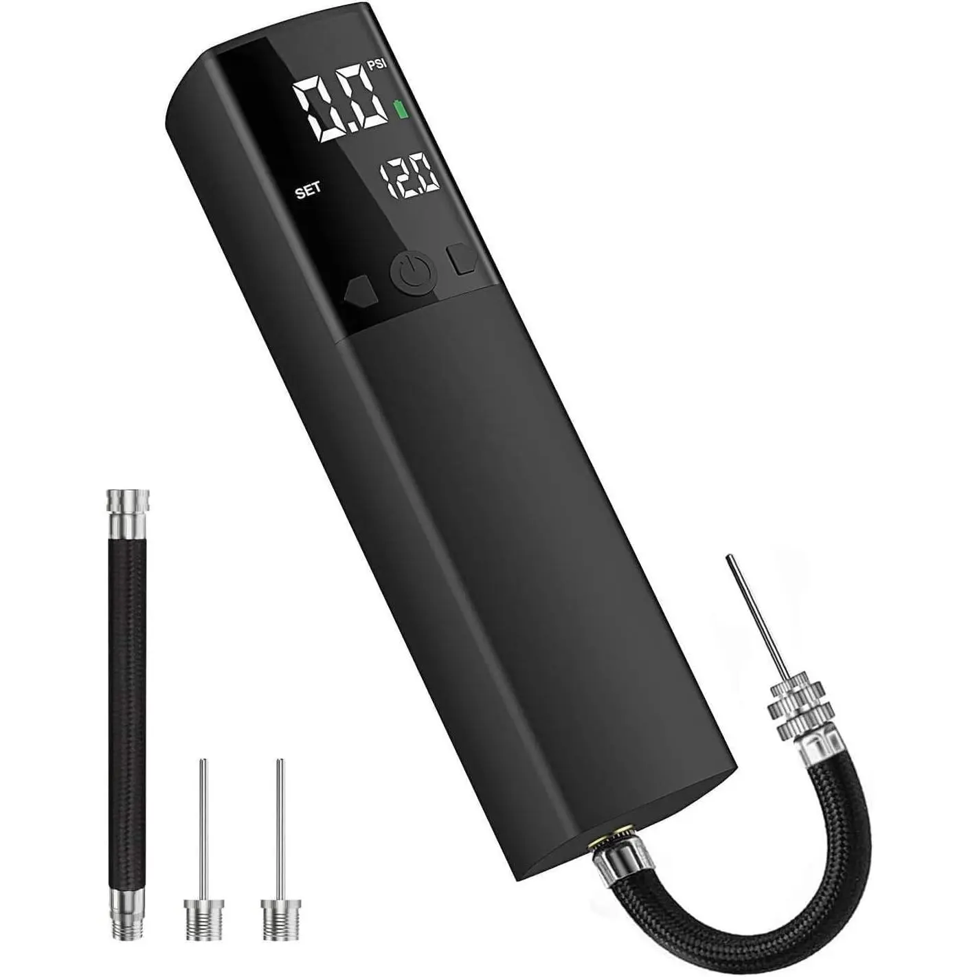 Pumteck Rechargeable Battery Electric Ball Pump - Smart Portable Rapid Inflator with Precision Pressure Gauge, Bright LED Lights, LED Digital Display, Memory Function, 2 Inflation Heads, 1 Exhaust Port for Soccer, Basketball (Night Use), Lcd Display