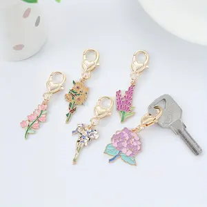 5/20pcs Cute Flower Keychains Zinc Alloy - Charming Blossom Key Rings with Cartoon Charms, Sakura & Peony Pendant, Sunflower Key Holder, Creative Couple Gift, Lovely Bag & Zipper Pull Accessory