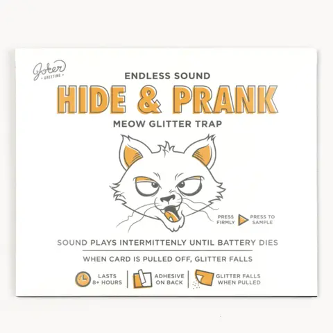 Joker Greeting Hide & Prank Meowy Glitter Trap Office Equipment Part, Prank Props, Creative Gift, Gag Gift, Phantom Meow, Printed Quote