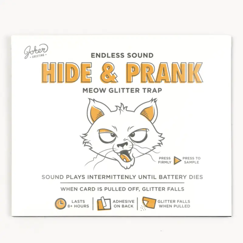 Joker Greeting Hide & Prank Meowy Glitter Trap Office Equipment Part, Prank Props, Creative Gift, Gag Gift, Phantom Meow, Printed Quote