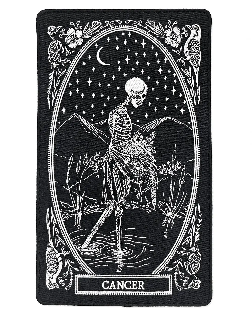Embroidery Iron-On Back Patch - 12x7in Merrowed Edge Stitching, Tarot Theme, Zodiac Motif, Astrology Art, Sew-On Fabric Accessory for Textile Craft Projects