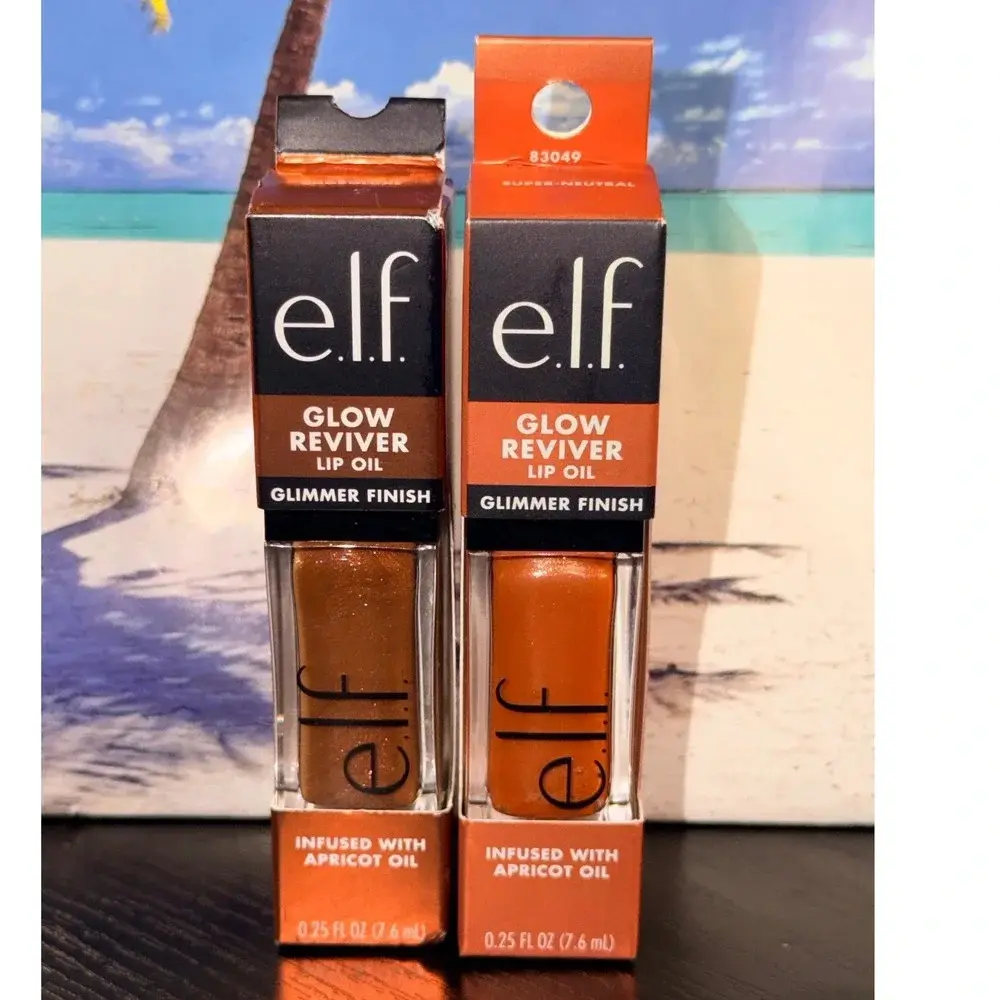 E.L.F. Glow Reviver Lip Oil Glimmer Bundle in Chocoluxe and Super-Neutral