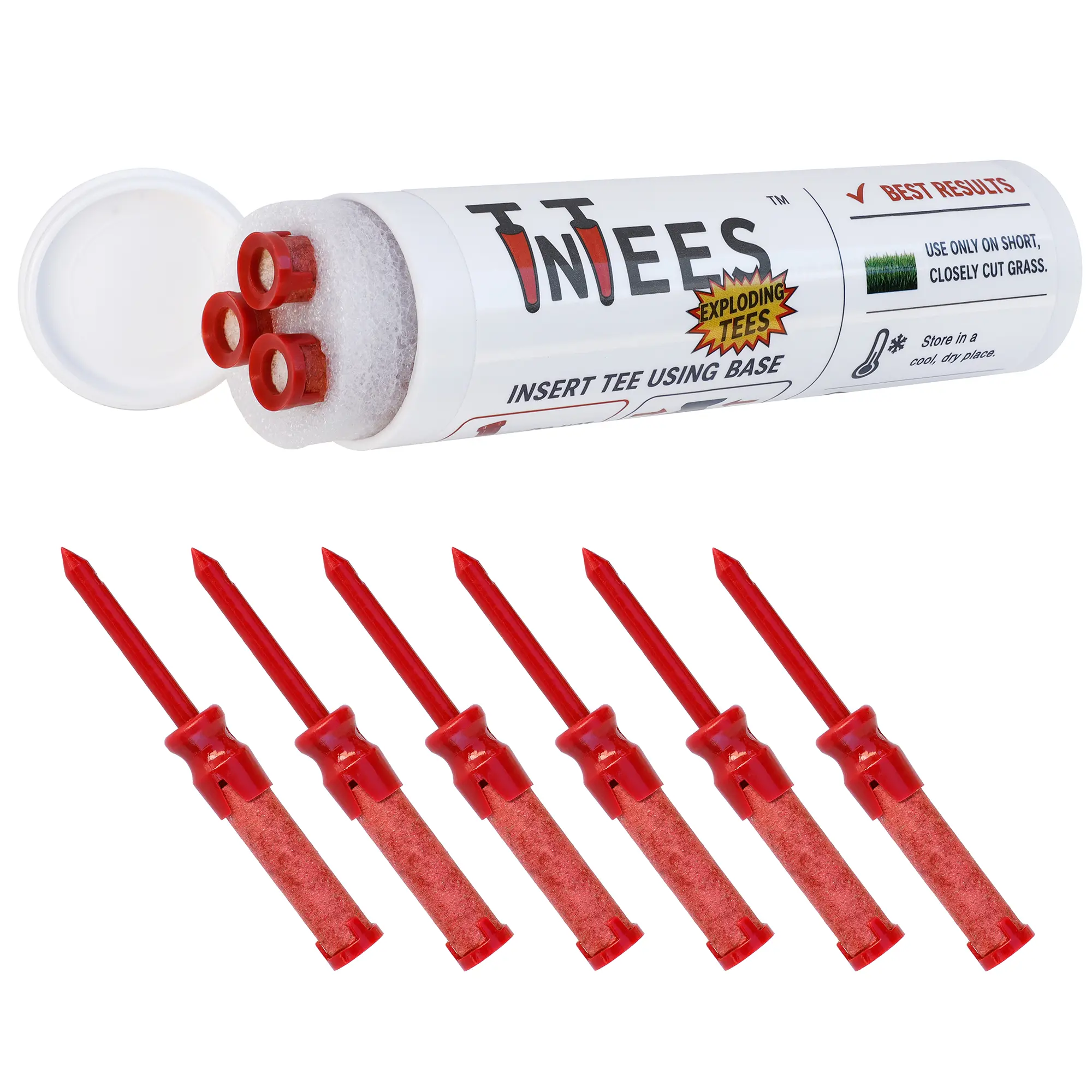TNTees 6-Pack Loud Impact-Activated Golf Tees - Surprise Flash & Smoke Reaction Tee