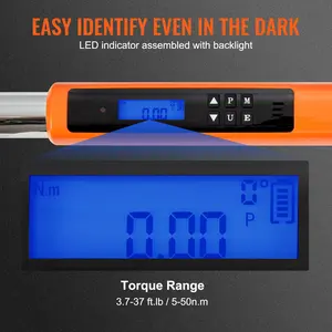 VEVOR Digital Torque Wrench, 3.7-37ft.lb/5-50n.m 3/8" Drive Electronic Torque Wrench, Torque Wrench Kit Torque Range Accurate to ±2%,  3-Mode Adjustable Torque Wrench Set with LED Buzzer Calibration