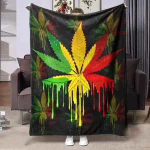 Leaf Pattern Blanket, 1 Count Soft Warm Throw Blanket, Air-conditioned Room Blanket, Warm Nap Blanket for Home Office Camping Travel  Funny and quirky