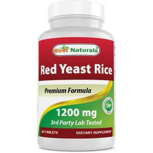 Best Naturals Red Yeast Rice 1200 mg 60 Tablets - Cholesterol Health Supplement, Non-GMO & Gluten-Free, FDA Registered Facility - Fitness