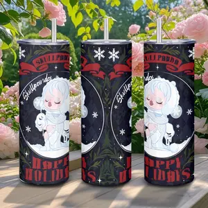 1pc 20oz Stainless Steel Tumbler with skullpanda  Design , Perfect Gift for Halloween, Christmas, Birthdays, Office Work, Road Trips, Travel Mug