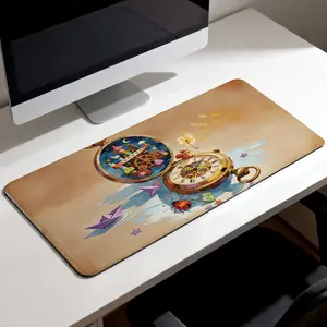 Premium Steampunk Clock With Whimsical Fantasy Squirrel And Gear Art High Quality Mouse Pad Modern Office Gaming Comfort Experience Non Slip Durable For Daily Work And Play  40*80 Size.