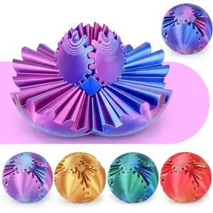 Gear Ball 3D Printed Cube Fidget Toy,Gear Sphere Fidget Toys,Sensory Toys for Stress and Anxiety Relief, Desk Toy Fidget Spinners,Stocking Stuffers for Adults & Kids Gift(Purple Blue, 3.1 Inch)