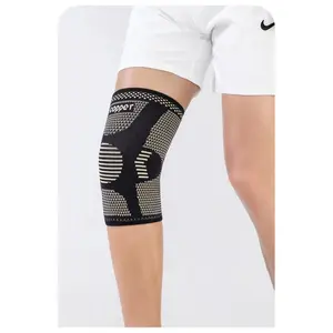Copper Fiber Knitted Knee Brace - Polyester, Woven Polyester Stretch Sporty Protective Gear for Outdoor Basketball, Running - Elastic Compression, Breathable Copper Ion Knee Support