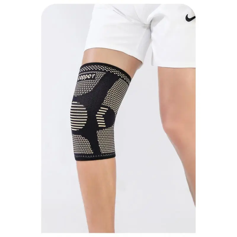 Copper Fiber Knitted Knee Brace - Polyester Woven Stretch Fitness Gear, Compression-Type Anti-Injury Injury Prevention Support, Breathable Copper Ion Sporty Protective Gear for Outdoor Basketball, Running