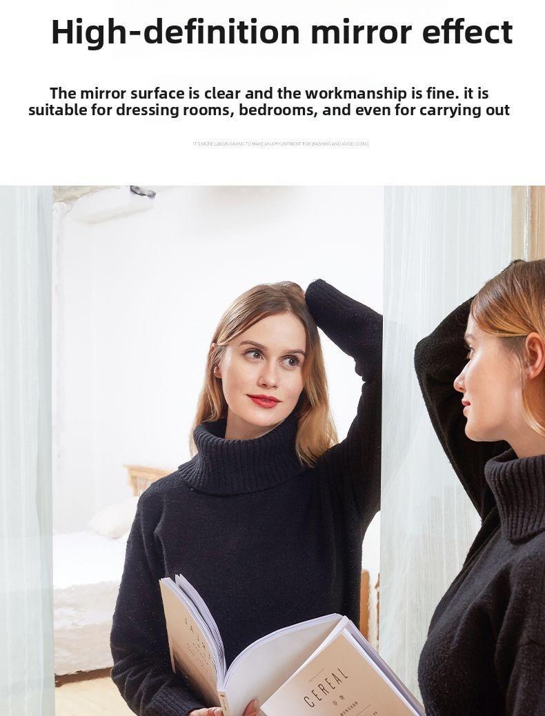 Self-adhesive mirror sticker with backing tape, 20 × 40 inch, soft glass mirror for self-service/glass doors, home use, full-length mirror, Instagram‑style bedroom reflective film