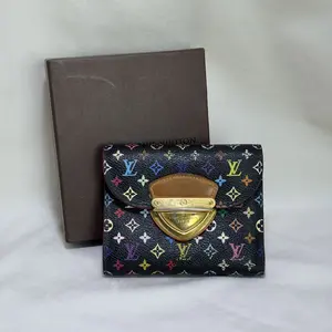 Pre-owned Louis Vuitton Takashi Murakami Limited Edition Multicolore Black Short Wallet, Clutch & Wristlet Accessory