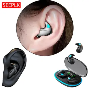SEEPLK Waterproof Sleep Earbuds Bluetooth 5.4 Noise Cancelling Headphones with Secure Fit & 150mAh Battery for Gym/Sleep Black Headset Electronic
