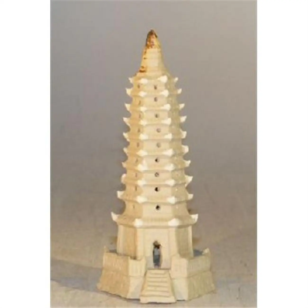 Unglazed Brown Traditional Ceramic Pagoda Building Figurine, 2 lbs Unfinished Home Decor Ornaments for Dresser, Room Decor