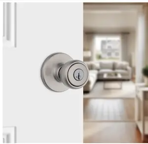 Kwikset Tylo Entry Door Knob with Lock and Key, Secure Keyed Handle Exterior, Front Entrance and Bedroom, Satin Nickel, Pick Resistant SmartKey Rekey Security and Microban