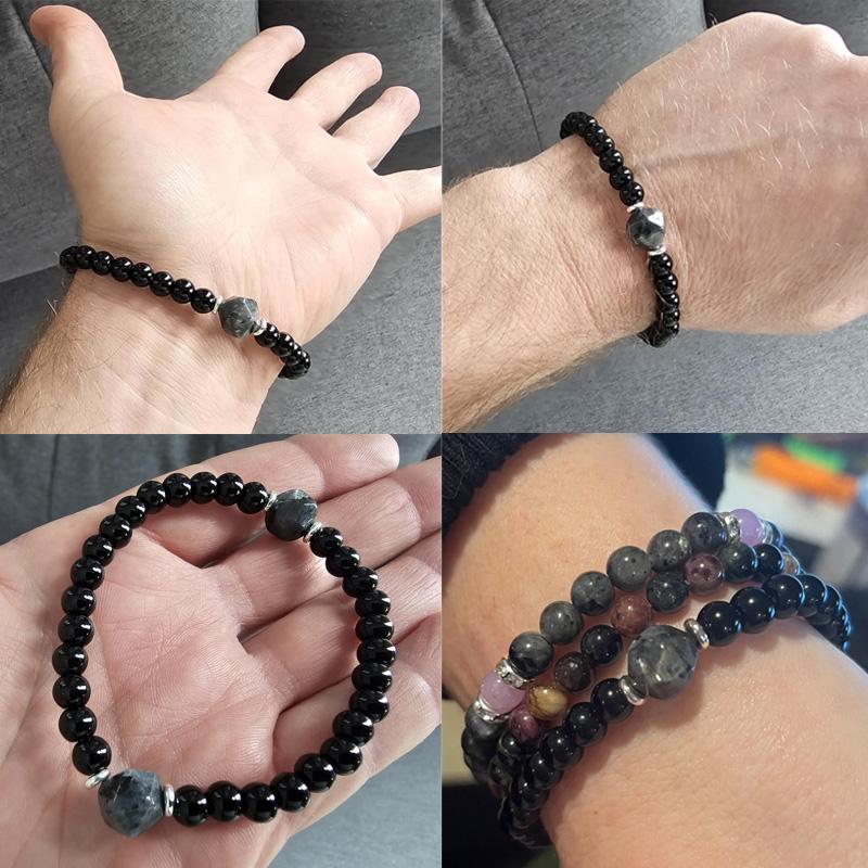 Crystal Beaded Bracelets for Women and Men - Tiger Eye, Obsidian, Black Tourmaline Jewelry for Banquet Party - Money Attraction, Good Luck, Protection Bracelet Encouragement Gift for Her Elastic Band couple bracelet artificial bracelet Daily Wear