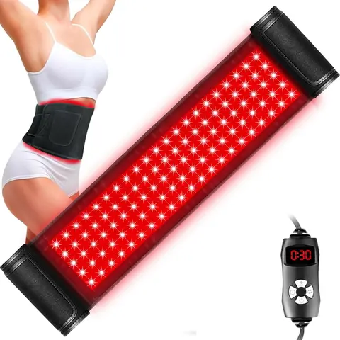 Red Light Therapy Belt Wrap - 12V, Remote Control, Timer, Upgraded Dual Spectrum Chips (660nm Red, 850nm Near Infrared), 3+1 Light Modes, gmownw, Muscle Soreness Relief, Damage Repair, Great Gift for Healthcare Adults