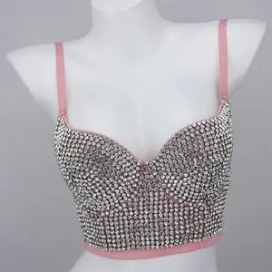 Tube Top Short Handmade Rhinestone Glisten High Quality Fishbone Corset Woman Bra Blusas Clothing Sling Wedding Party Blind Date Stage Party Shaper Ladies Crop Shirt Vest Sexy Inner Clothes Tank Tops