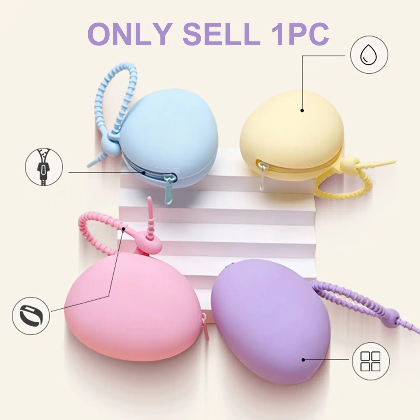 Portable Silicone Retainer Case with Strap, Waterproof Zipper Dental Retainer Bag, Travel Oral Care Storage for Invisalign, Retainer Box
