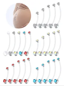 Transparent Acrylic Belly Button Rings for Pregnant Women, UV Plastic Long Bar Navel Piercing Jewelry, Flexible & Comfortable Design, Adjustable Jewelry, Wearable Jewelry