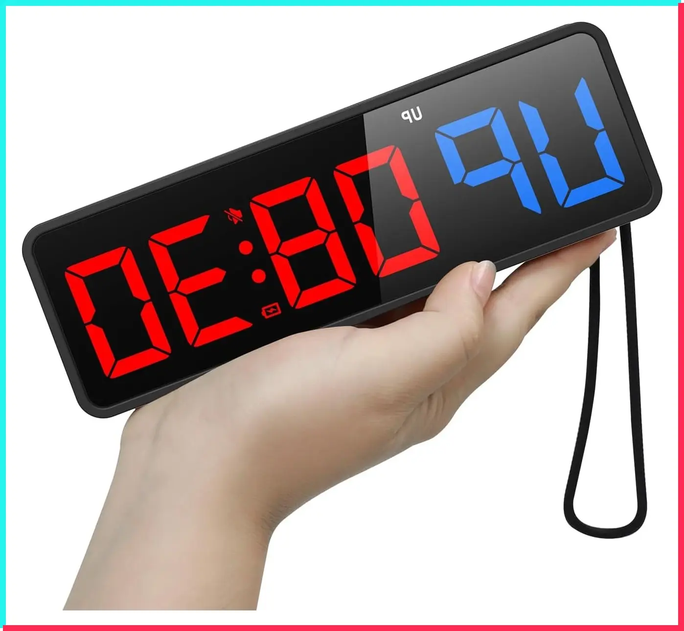 Small Portable Gym Timer Clock, Strong Magnet, Workout Interval Timer with Powerful Battery, Stopwatch, Remote Control, Adjustable Brightness, Fitness Digital Timer for Home/Garage/Boxing