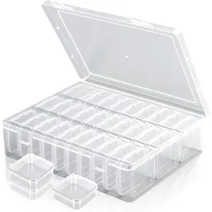 Bead Organizer Box 31 Mini Clear Jewelry Organizers with Hinged Lid Bead Storage Containers Ideal for DIY Jewelry Crafts Screws and Small Parts Craft Storage