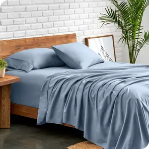 4 Piece Ultra-Soft Double Brushed Easy Care Sheet Set by Bare Home - Full XL, Dusty Blue