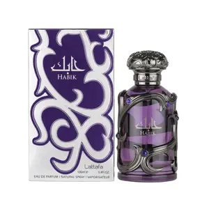 Lattafa Habik Eau De Parfum for Men (100ml) - Long Lasting Luxury Spicy Lavender & Amberwood Cologne, Premium Aromatic Arabian Scent Spray 3.4 oz